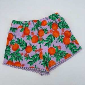 Crewcuts Purple Floral Orange Print Toddler Girls Pom Pom Shorts - New!